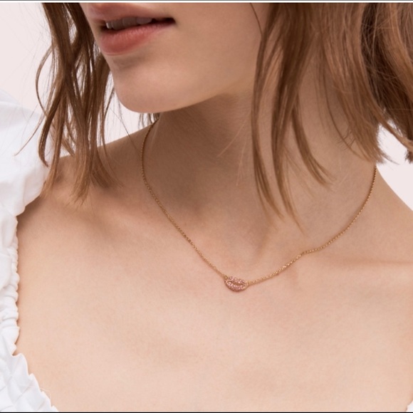 Kate Spade rose lips pave mini pendant necklace